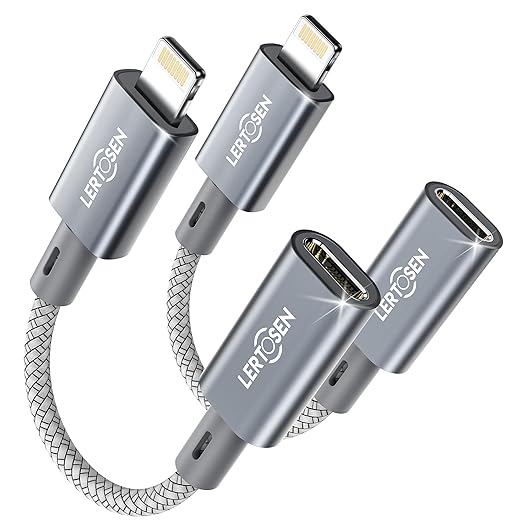 MFi Certified USB C to Lightning Adapter 2 Pack,27W PD Fast Charging & Data Sync Cable Adapter,Type C Female to Lightning Male Charger Converter for iPhone 14/13/12/11,iPad,AirPods - Not for Audio/OTG