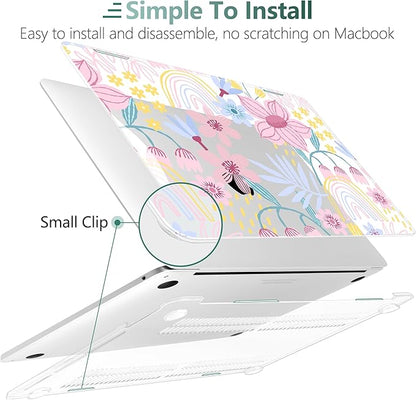 TWOLSKOO Compatible with MacBook Pro 13 inch Case 2023-2016 A2338 M2/M1 A2251 A2289 A2159 A1989 A1706, Plastic Hard Shell Cover & Keyboard Skin & Screen Protector, Floral Spring