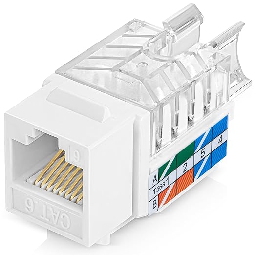 Everest 45° Angled RJ45 Cat6 Keystone Jacks 100-Pack in White - Slim Profile Female RJ45 Connectors - Cat 6 Keystone Jack - Compatible with 45° Angled Speed Termination Tool - 45Term (B0BL3GS7ZY)