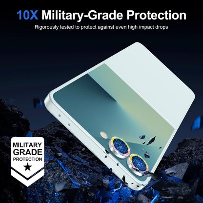 Avocase for Samsung Galaxy Z Flip 7 Camera Lens Protector, Individual Metal Ring Tempered Glass Lens Cover, [Strong Adsorption] Scratch Resistant Ultra-Thin HD Clear Lens Cover, 1 Set-Colorful Sparkly