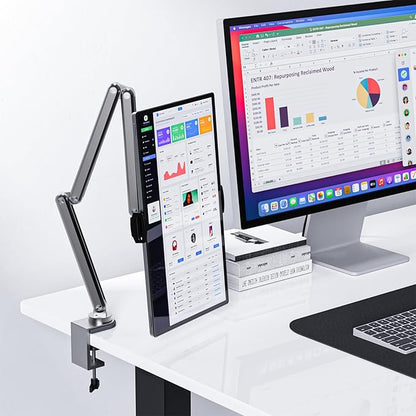 KU XIU Aluminum Alloy Tablet Stand for Desk, Adjustable Foldable Arm Holder Mount Compatible with iPad 10/9th, iPad 13/12.9/11'' Pro Air Mini, Portable Monitor 7-15.6'', Samsung Galaxy Tab S9/FE/A9/S6