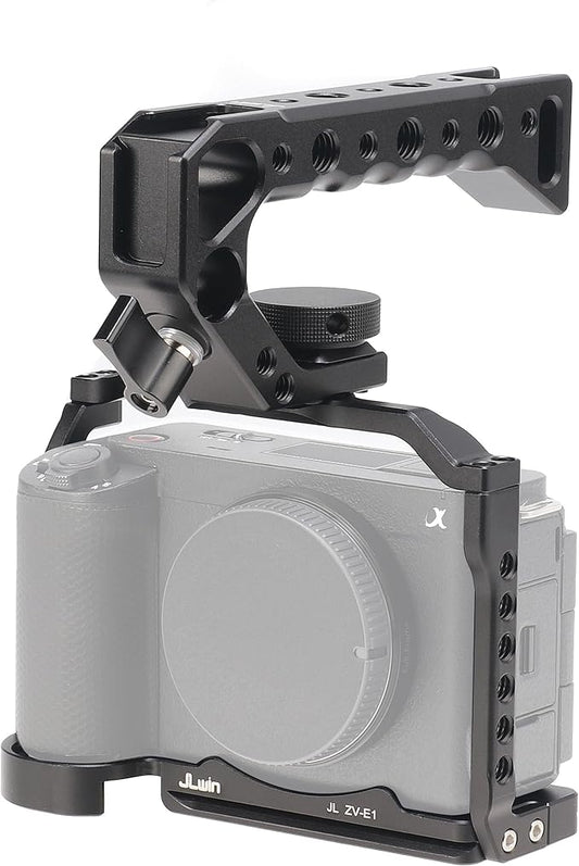 ZV-E1 Cage, Hersmay Video Stabilizer Camera Cage for Sony ZV-E1 Camera Accessories with Top Handle DSLR Rig with Cold Shoe,Handle Locating Holes,Multiple 1/4" 3/8" Screw Holes