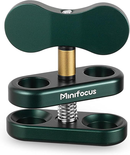 MINIFOCUS Aluminum 1" Ball Clamp Mount, Double Socket Arm, 360° Spring Clip Adapter Bracket Holder for Underwater Diving Photography System, Compatible with B Size 1" Ball Components for RAM