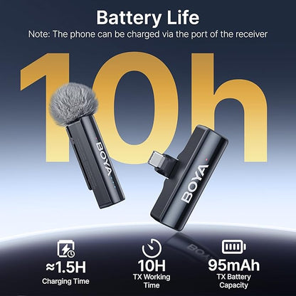 BOYA BOYALINK 2 A1 (1TX+3RX Adapter) Wireless Lavalier Microphone for iPhone Camera Android, Clip on Mic, 48 KHz 24 Bit, 6mm Mic, 1000ft, Noise Cancelling, Mini Lapel Mic USB-C/Lightning/3.5mm TRS