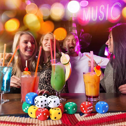 18 Pcs Casino Theme Party Dice Large Opaque Jumbo Acrylic D6 Dice for Casino, Craps, Table Games and Board Games(25 mm,Solid Color)