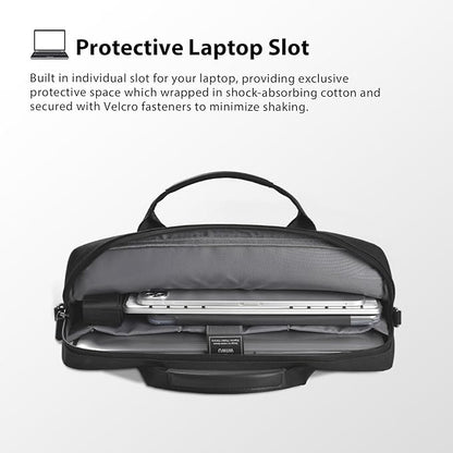 WIWU Laptop Bag 15.6 16 Inch for Men Laptop Case with Shoulder Strap Water-Resistant Messenger Work Bag for Business Compatible with MacBook Air Pro/Dell XPS/HP Envy/Microsoft Surface(Black)