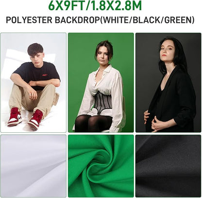 Photography Lighting kit with Backdrops, 8.5x10ft Backdrop Stands, Zyernar LED Bulbs Umbrella Softbox Continuous Lighting, Photo Studio Equipment for Video Shoot