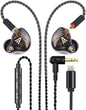 Vibes 201ML Wired Earbuds in Ear Headphones with Mic, Lightning to 3.5mm Adapter, Noise Isolating Bass Driven Earphones, Braided Cord, Carry Case, Ear Buds Tips, 3.5mm Jack (Clear Brown)