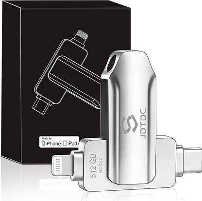 Apple MFi Certified 512GB Photo-Stick-iPhone 16/15/14/13 Memory Flash-Drive-Photo-Stick iPad Lightning USB C Flash Drive Android Photo-Stick iPhone-USB-Drive iPhone-Photo-Transfer-Stick iPhone-Storage