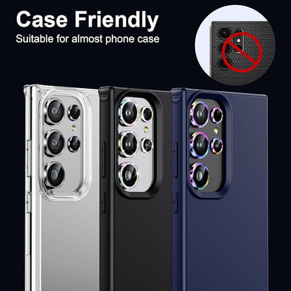 WSKEN for Samsung Galaxy S24 Ultra Camera Lens Protector, Ultra Thin Scratch Resistant 9H Tempered Glass with Aluminum Metal Circle Camera Screen Protector Cover Accessories, Colorful