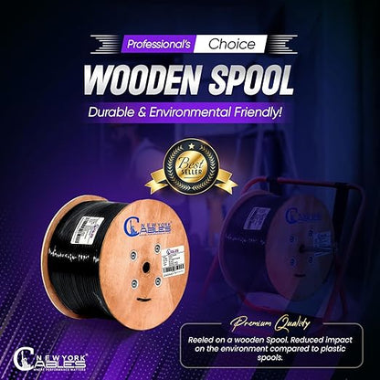 NewYork Cables Cat6a Plenum Cable 1000ft - Certified 100% Solid Pure Copper CAT6 A Ethernet Cable – 23 AWG, 750 MHz, PoE++ - Unshielded Twisted Pair - Cat 6a 10 GB High Speed for Networking & Gaming