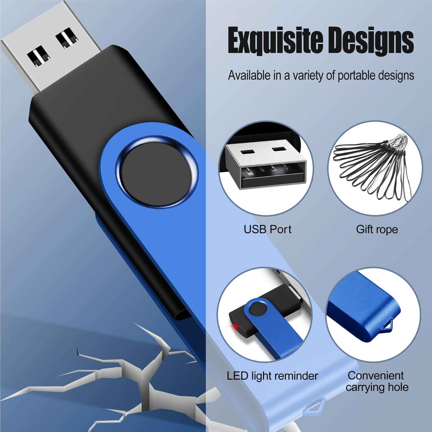 2GB 100-Pack USB Flash Drives Bulk EASTBULL USB 2.0 Thumb Drive,Blue