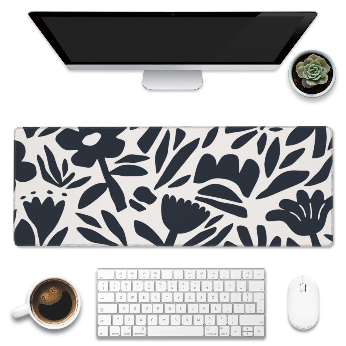 Eflxamz Large Gaming Mouse Pad for Desk,Cute Forest Mushroom Desk Mat,Starry Night Mushroom Desk Pad,Extended Big Computer Keyboard Mouse Pad with Non-Slip Base and Stitched Edge,35.4"x15.7"