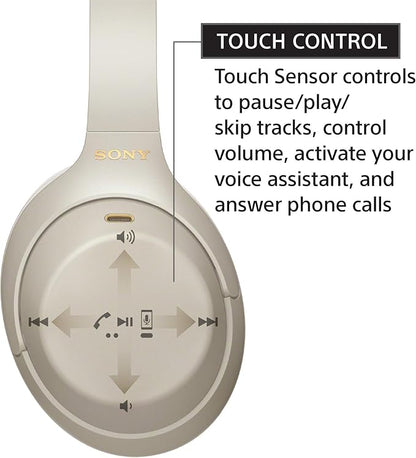Sony WH-1000XM4 Wireless Premium Noise Canceling Overhead Headphones with Mic for Phone-Call and Alexa Voice Control, Silver WH1000XM4