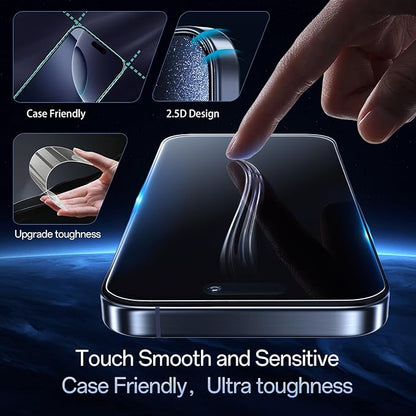 Screen Protector for iPhone 16 Pro[6.3 Inch],3RD Colorless Anti-Blue Light Tempered Glass Films,HD Clear, 9H Hardness, No Bubbles, Case Friendly 2 Pack