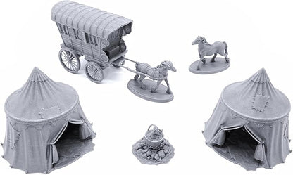 EnderToys Traveler's Camp I by Printable Scenery, 3D Printed Tabletop RPG Scenery and Wargame Terrain 28mm Miniatures