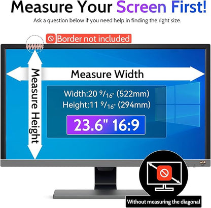 Privacy Screen for Computer Monitor 23.6 Inch 16:9 Aspect Ratio, Anti Blue Light Glare Removable 23.6 in Privacy Screen Filter Protective Film, HD 23.6 Inch Privacy Screen Protector for Monitor