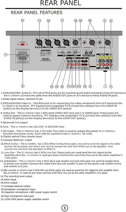 Singtronic KJ-5000Mix Professional Karaoke Console Mixer | HDMI ARC, Optical, Bluetooth, USB Recording, 8-Band EQ, Anti-Feedback, BBE DSP Processor, Rack-Mountable DJ/KJ Mixer