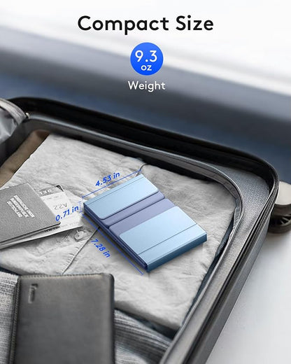 Samsers Foldable Bluetooth Keyboard with Touchpad, Full-Size Wireless Folding Keyboard with PU Leather, Portable Travel Keyboards for iOS Android Windows Mac OS, Support 3 Devices (BT5.1 x 3), Blue