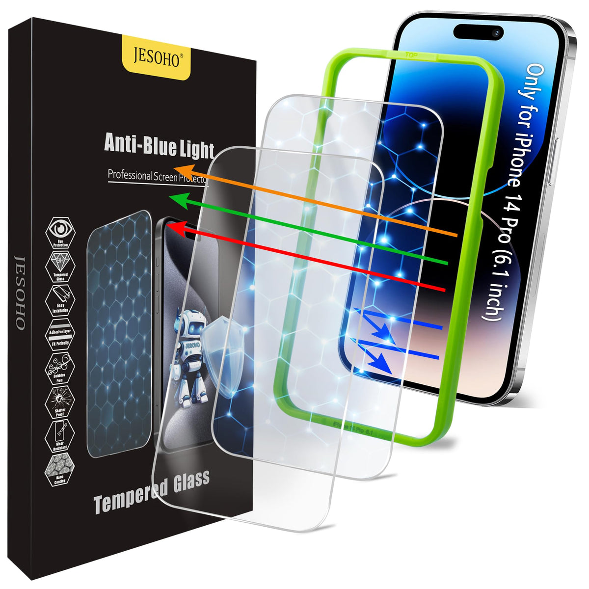 JESOHO Blue Light Blocking Screen Protector for iPhone 12 Mini (5.4 inch)