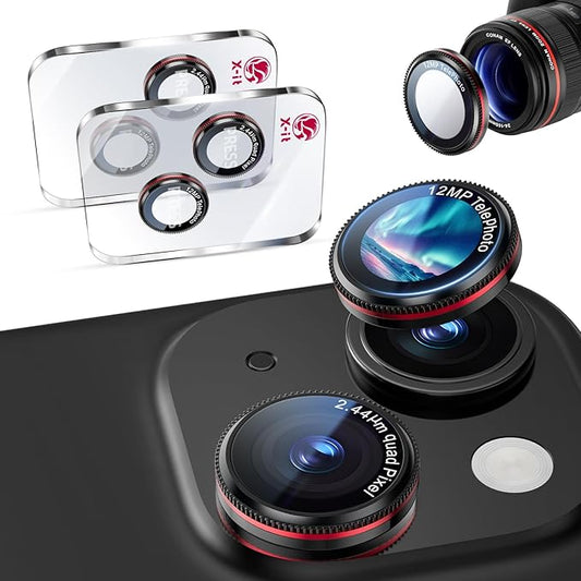 X-it 2-Pack Camera Lens Protector for iPhone 15/15 Plus/14/14 Plus, [Shatterproof & Impact Resistant] 9H High-Alumina Tempered Glass, Anti-Scratch, Dustproof, Strong Adsorption, Case Friendly, Ultra HD Clear