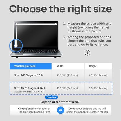VINTEZ Blue Light Screen Protector for 15.6 Inch Computer Monitor and Laptop – Anti-UV Blue Light Blocking Film for Desktop PC, Eye Protection Filter, 14.2" x 8.7", 2 Pack