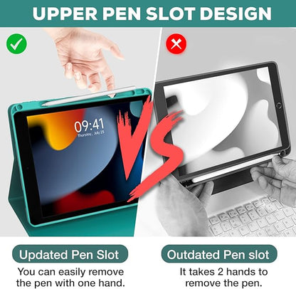 Keyboard Case for iPad 9th/8th/7th Generation 10.2 inch 2021/2020/2019 & ipad Pro 10.5-inch & ipad Air 3 2019-Backlit Detachable keyboard 360° Rotatable Folio Cover with upper pencil holder-(Teal)