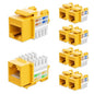 iwillink 10Gbps Cat6 Keystone Jack 10-Pack, RJ45, 90-Degree Ethernet Coupler, Punch Down Adapter (Yellow)