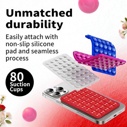 Suction Phone Mount Double Sided Octo Buddy for MagSafe Case, Silicone Sticky Grip Secure Holder for iPhone, Hands-Free Taking Photo/Recording Video/Live Streaming for Instagram Influencer（red）