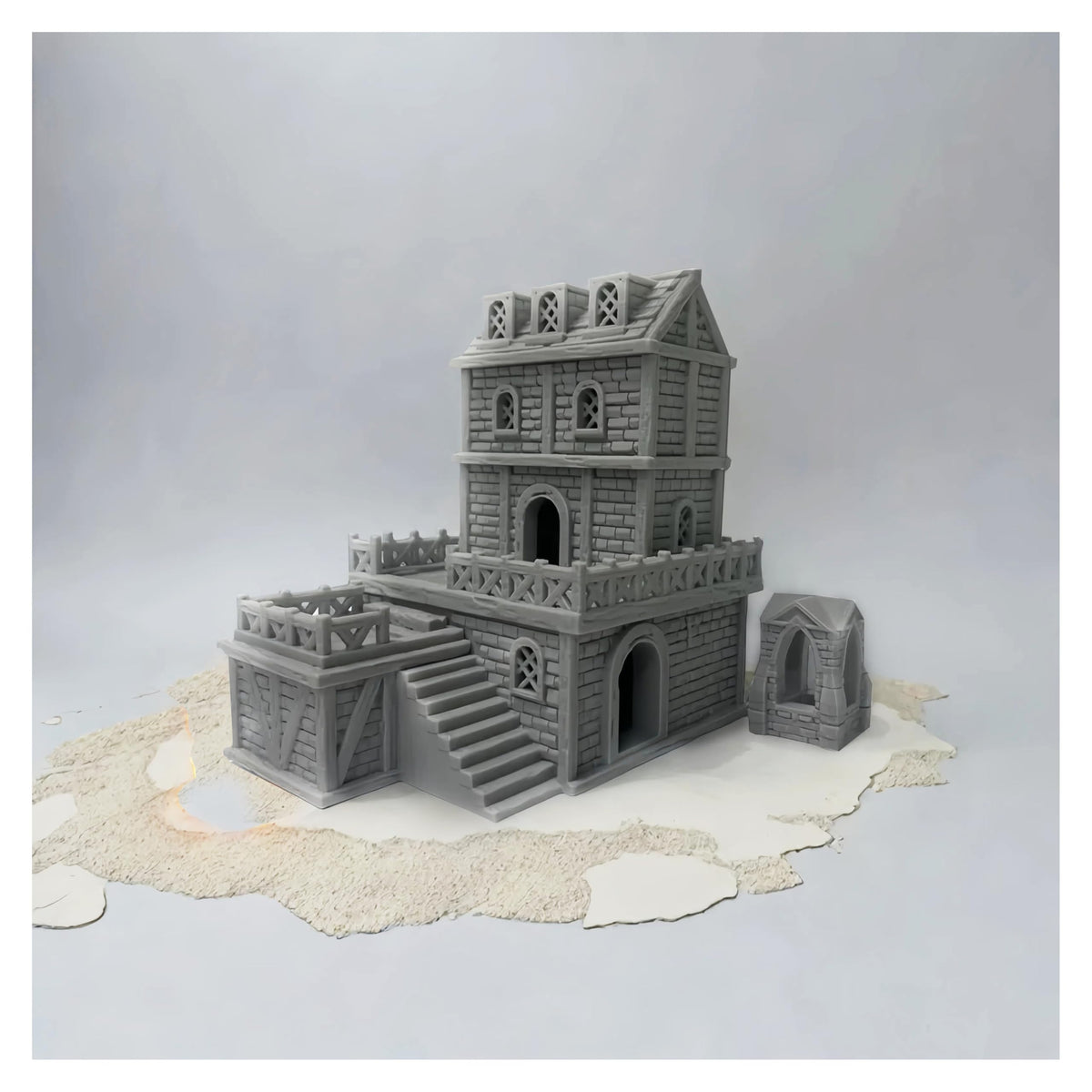 Paintable Tabletop Miniature Building Terrains Compatible with D&D and Alike RPG War Games - 18mm/28mm Scale Scenery with Medieval Gothic Architecture Style (18mm Scale)