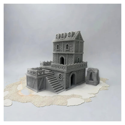 Paintable Tabletop Miniature Building Terrains Compatible with D&D and Alike RPG War Games - 18mm/28mm Scale Scenery with Medieval Gothic Architecture Style (18mm Scale)