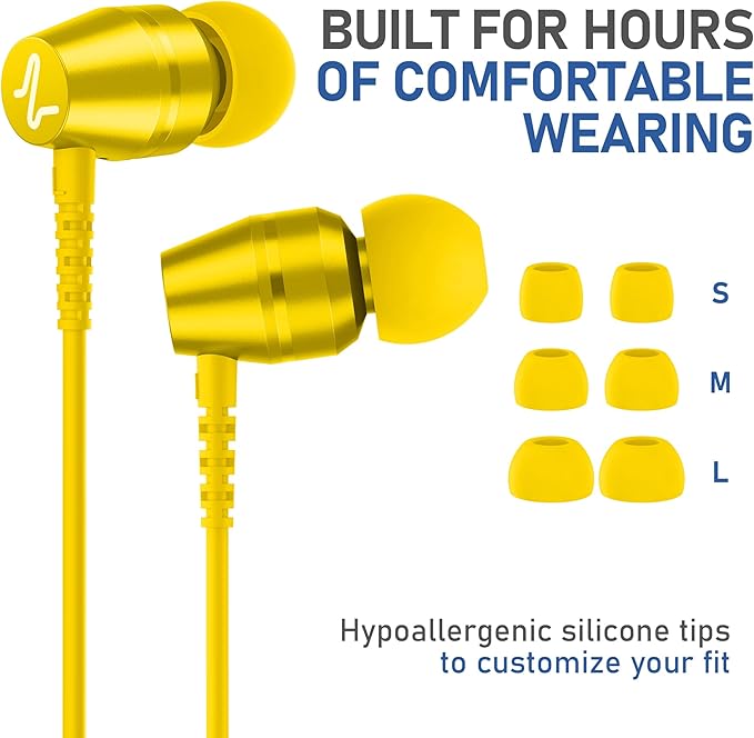 LUDOS OMNITONE USB C Headphones for iPhone 16 15 Pro Max Plus iPad Pro, 5 Years Warranty, USB-C Earbuds for Galaxy S24 S23 S22 S21 S20 A55 A54 A53, USB Type C Earphones - Yellow
