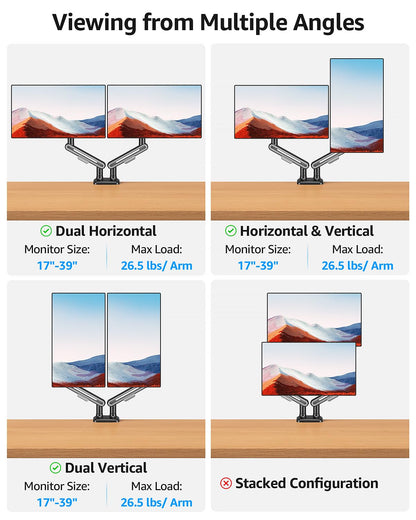 MOUNTUP Dual Monitor Mount, Heavy Duty Monitors Arm