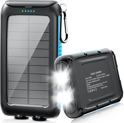 Kepswin Solar Power Bank 49800mAh Portable Solar Phone Charger with LED Flashlight/15W Fast Charge USB C Waterproof External Backup Battery Pack for All Cell Phones & Electronic Devices