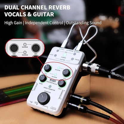 JOYO Audio Mixer USB Audio Interface Stereo XLR+48V Phantom Power Mixer for Live Streaming Recording Podcasting Plug & Play (MOMIX PRO)