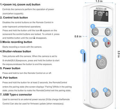 for Fujifilm Rechargeable Camera Remote Control Wireless Shutter Release Compatiable with Fuji X-T30 II, X-S10, X100VI, X-H2S, X-H2, X-T5, X-T4, X-T3, X-S20, X-T50, X-T30, X-M5, X-E5, X Half(White)