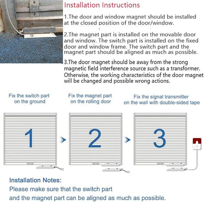 Rolling Door Contact Magnetic Reed Switch Alarm with 2 Wires for NC. Applications MC-56