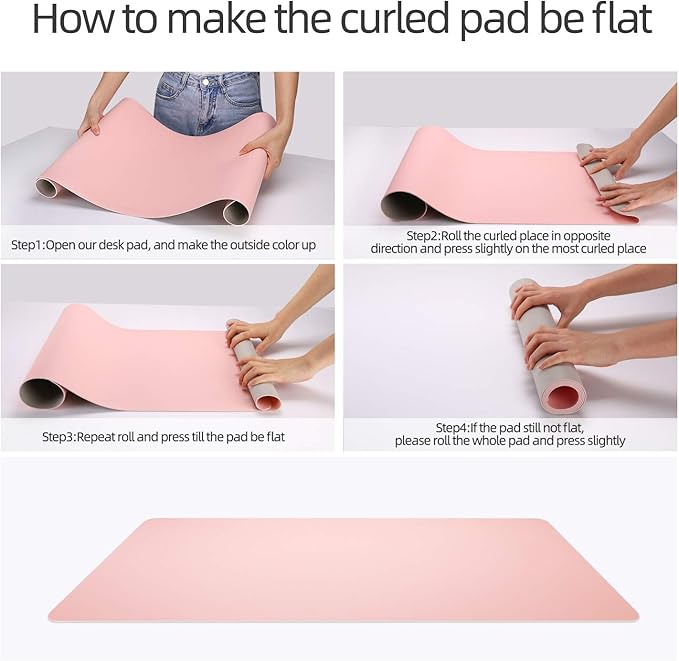 YSAGi Dual-Sided Desk Pad Protector, Desk Mat with Non-Slip - Waterproof PU Leather Office Desk Blotter for Mouse, Keyboard, Writing (23.6" x 13.7", Pink)
