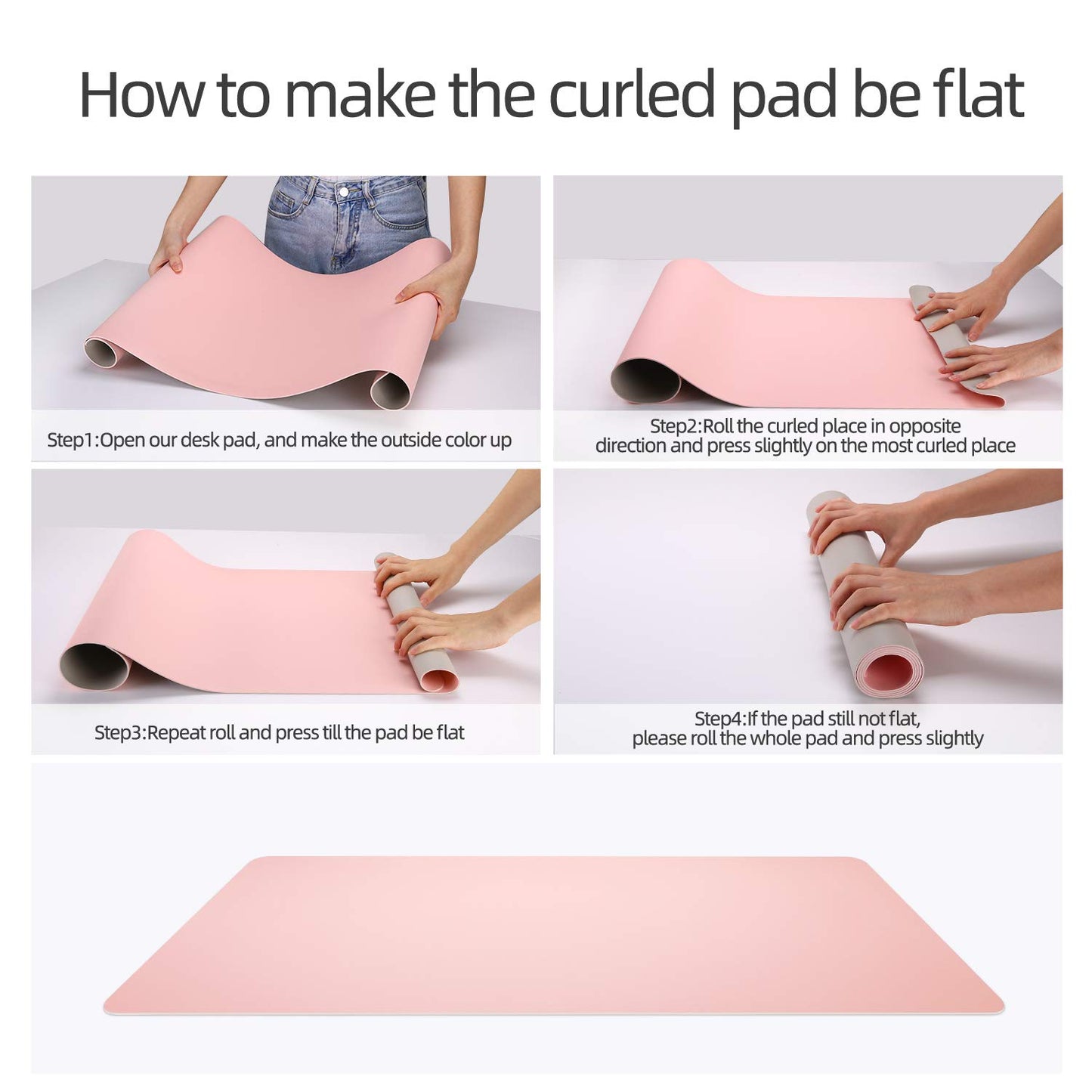 YSAGi Dual-Sided Desk Pad Protector, Desk Mat with Non-Slip - Waterproof PU Leather Office Desk Blotter for Mouse, Keyboard, Writing (23.6" x 13.7", Pink)