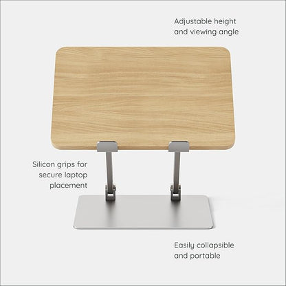 Branch Adjustable Laptop Stand - Elevate Ergonomics & Reduce Strain, Laptop Riser Customizable Height & Angle, Portable & Robust Design for Home or Office, Secure Silicon Grips - Woodgrain