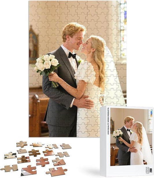 SCTOKUP Custom Photo Puzzle 200 Pieces - Personalized Picture Jigsaw from Your Photos, Premium Wooden Puzzle Gift for Family, Adults & Special Occasions