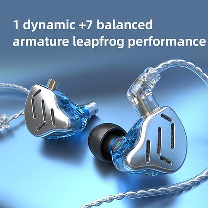CCA KZ Zax in Ear Monitor Headphones 16 Units 7BA 1DD Hybrid Drivers HiFi IEM Earphones High Clarity Metal Gaming Earbuds with 2 Pin Detachable Cable