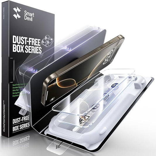 SMARTDEVIL 3 Pack Tempered Glass for iPhone 16 Pro Screen Protector, Military-Grade Shatterproof Protection, 9H Hardness, Fast & Easy Installation, Case Friendly Design