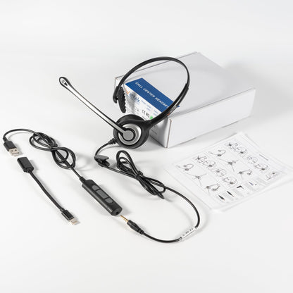 Wantek 3-in-1 USB/3.5mm/Type-C Headset with Noise Canceling Mic, Mono Computer Headphones with in-Line Controls for PC, Laptop, Office