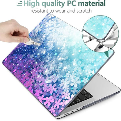 DONGKE for M4 MacBook Pro 16 Inch Case 2024 2023 2021 A3403 A3186 M3 A2991 M2 A2780 M1 A2485 Pro/Max Chip, Plastic Hard Shell Case & Keyboard Cover for Mac Pro 16 with Touch ID, Sparkling Flower