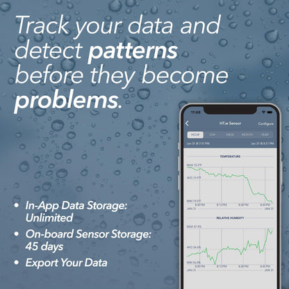 SensorPush HT.w Smart Temperature Sensor & Humidity Sensor - Thermometer & Hygrometer w/App Monitoring - Water Resistant Temperature and Humidity Monitor w/Heat Index for RV, Fridge & More
