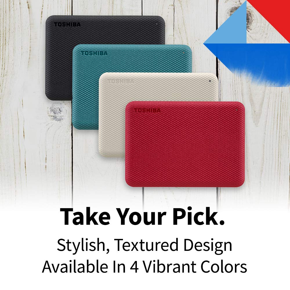 Toshiba Canvio Advance 1TB Portable External Hard Drive USB 3.0, Red - HDTCA10XR3AA