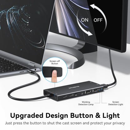 USB C Laptop Docking Station 3 Monitors 4K HDMI+8K DP for Dell HP