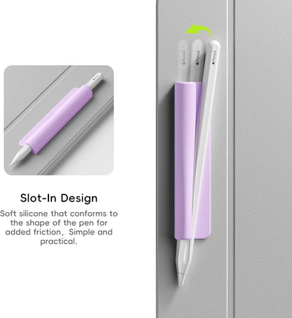ELETIUO Silicone Pencil Holder Sleeve,Compatible with Apple Pencil (USB-C),Apple Pencil 1st/ 2nd Generation,Strong Adhesive Sticky Attached to iPad Case for Stylus Pens,Purple