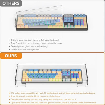 BEEGO Mechanical Computer Keyboard Cover - 2PCS Clear Acrylic Keyboard Cover Keyboard Dust Cover Mechanical Keyboard Cover Full Size Keyboard Protector